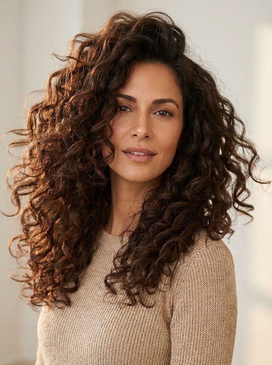 Voluminöse Stufenlocken - Locken Frisur für lange Haare